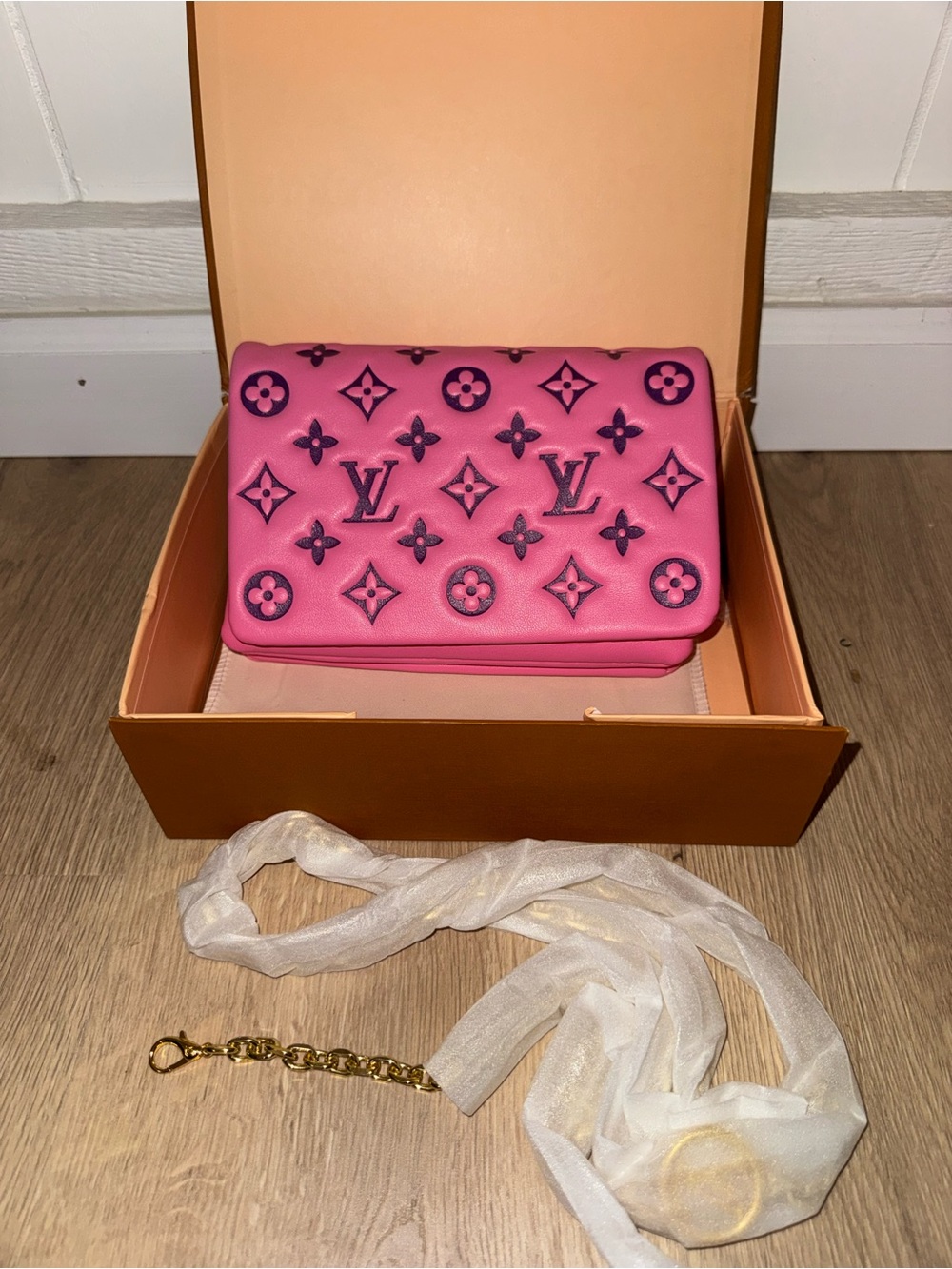 Louis Vuitton Pink Leather Monogram Crossbody with Dark Accent